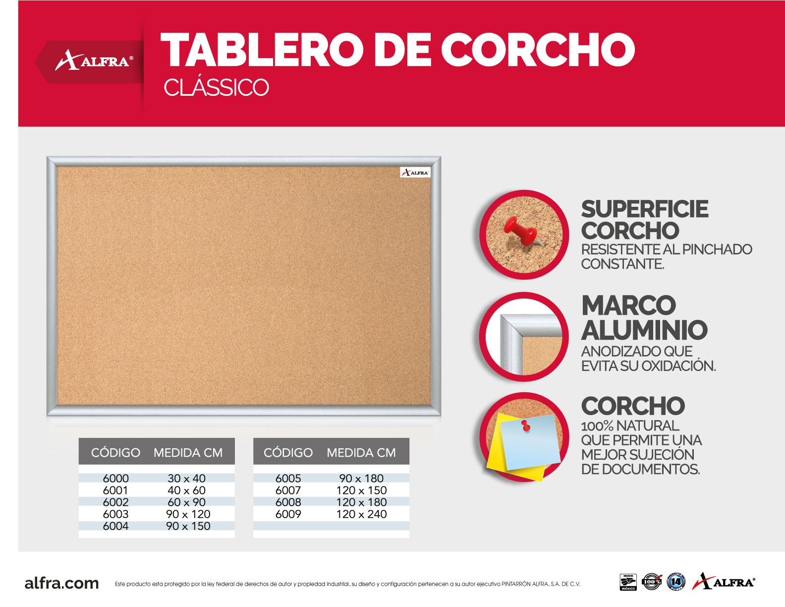 TABLERO ALFRA DE CORCHO 60X90 | The Home Depot México